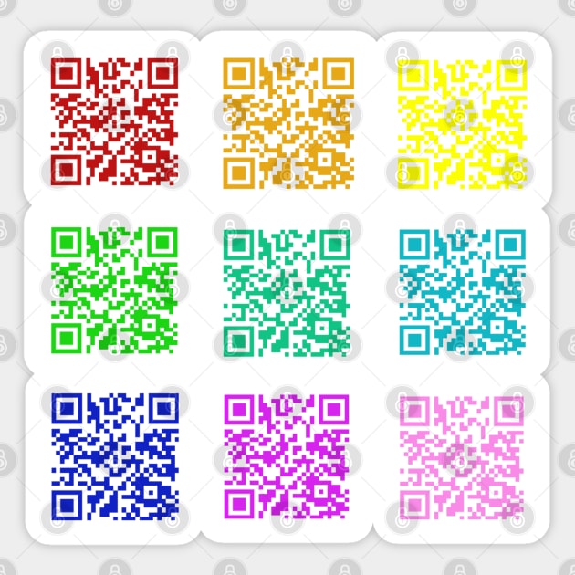 Rainbow Rickroll QR Code Sticker Pack Sticker by casserolestan